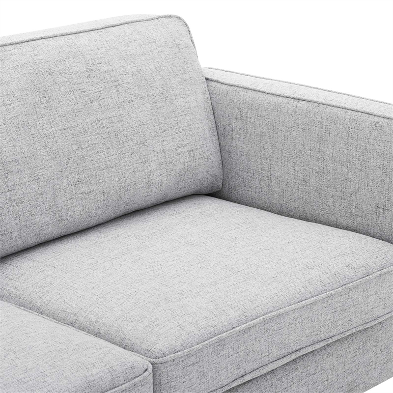 Maklaine Modern Polyester Fabric Sofa with Gold Metal Leg in Light Gray