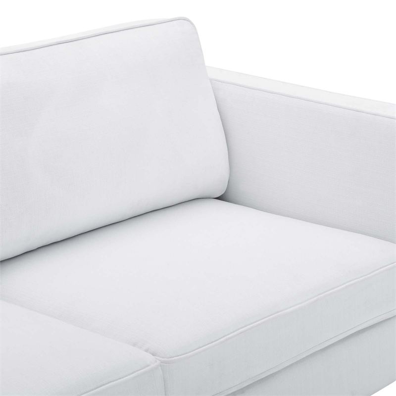 Maklaine Modern Polyester Fabric Sofa with Gold Metal Leg in White