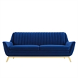 Maklaine Channel Tufted Performance Velvet Upholstered Sofa in Navy