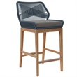 Maklaine Contemporary Slatted Tabletop 3-Piece Bar Set in Blue Graphite