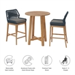 Maklaine Contemporary Slatted Tabletop 3-Piece Bar Set in Blue Graphite