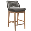 Maklaine Contemporary Slatted Tabletop 3-Piece Bar Set in Gray Graphite