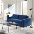 Maklaine Contemporary Dense Foam Padding Performance Velvet Sofa in Deep/Navy
