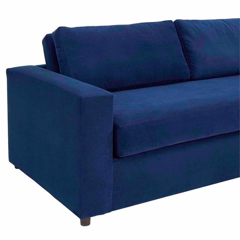 Maklaine Contemporary Dense Foam Padding Performance Velvet Sofa in Deep/Navy