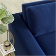Maklaine Contemporary Dense Foam Padding Performance Velvet Sofa in Deep/Navy