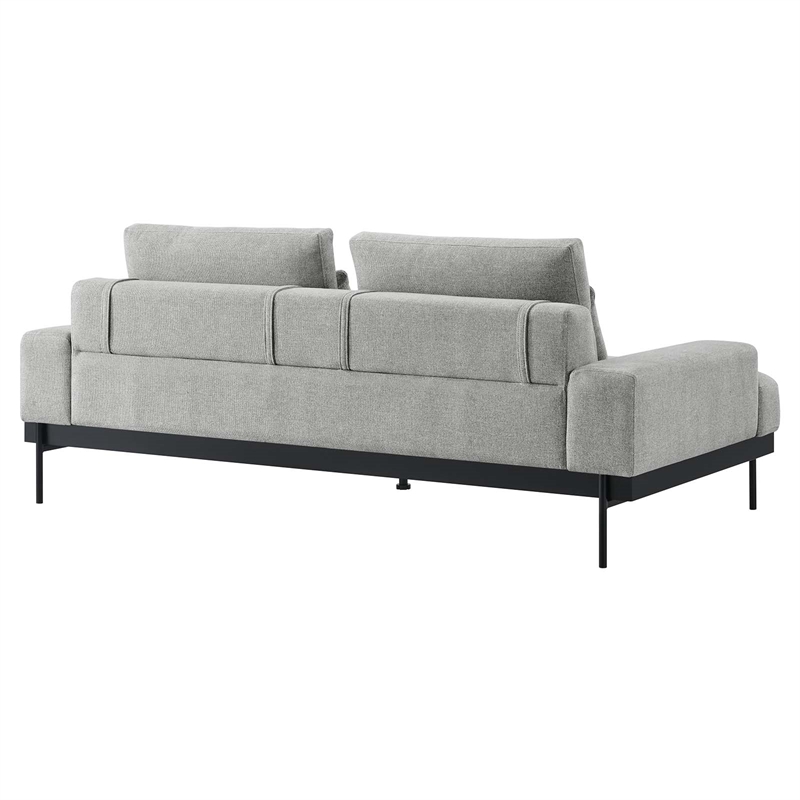 Maklaine Contemporary Upholstered Polyester Fabric Sofa in Light Gray