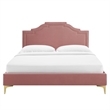Maklaine Modern Performance Velvet King Platform Bed - Dusty Rose