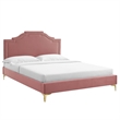 Maklaine Modern Performance Velvet King Platform Bed - Dusty Rose