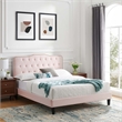 Maklaine Modern Performance Velvet Full Platform Bed in Pink