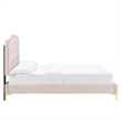 Maklaine Modern Performance Velvet Full Platform Bed in Pink