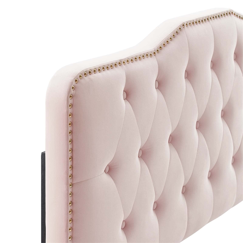 Maklaine Modern Performance Velvet Full Platform Bed in Pink