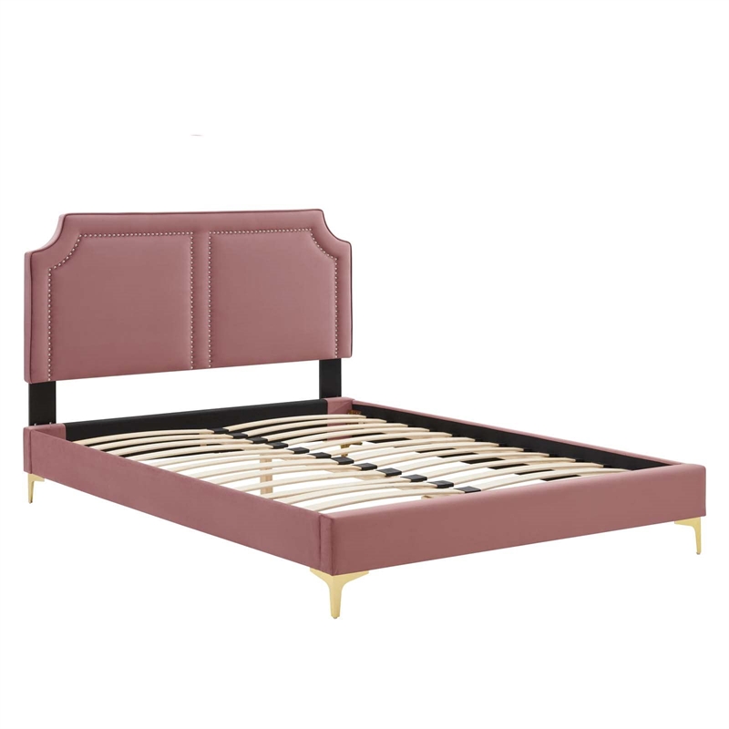 Maklaine Modern Performance Velvet King Bed - Dusty Rose Pink