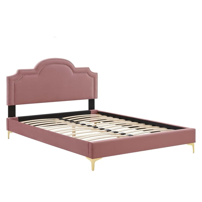 Maklaine Modern Performance Velvet King Bed - Dusty Rose Pink