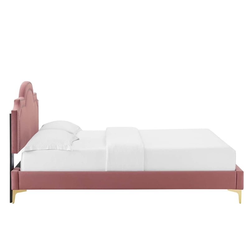 Maklaine Modern Performance Velvet King Bed - Dusty Rose Pink
