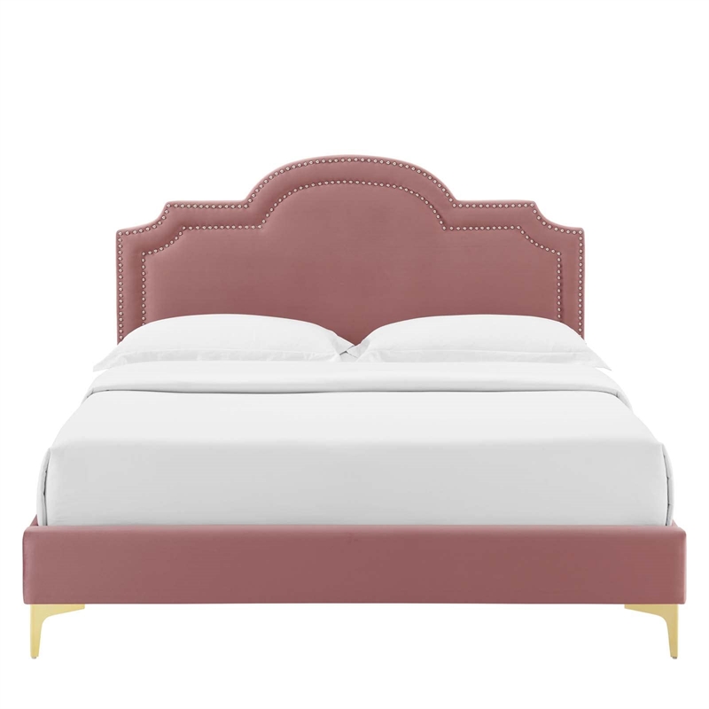 Maklaine Modern Performance Velvet King Bed - Dusty Rose Pink