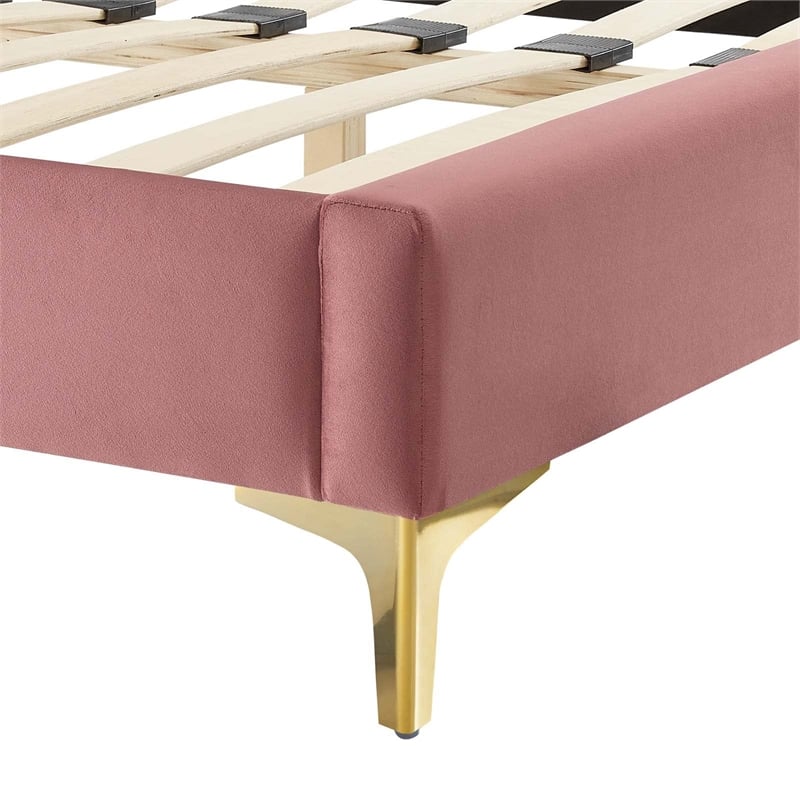 Maklaine Modern Performance Velvet King Bed - Dusty Rose Pink