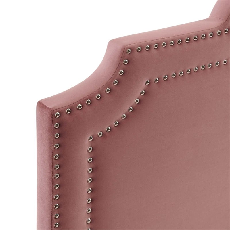 Maklaine Modern Performance Velvet King Bed - Dusty Rose Pink