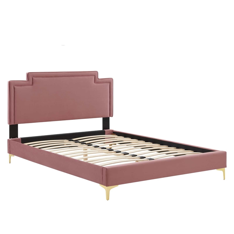 Maklaine Modern Performance Velvet King Bed - Dusty Rose Pink