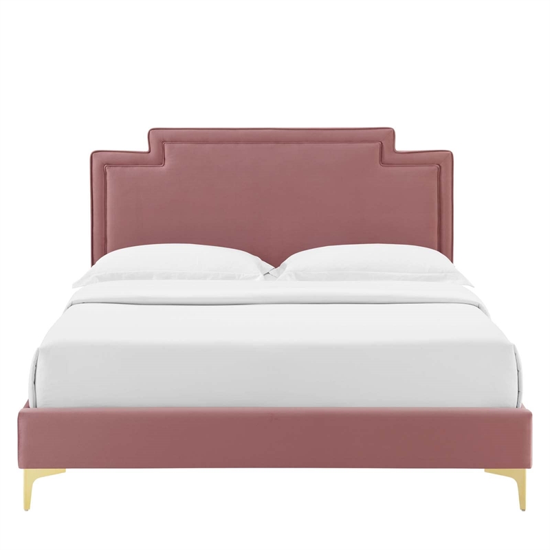 Maklaine Modern Performance Velvet King Bed - Dusty Rose Pink