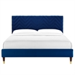 Maklaine Contemporary Tufted Performance Velvet Full Platform Bed - Navy