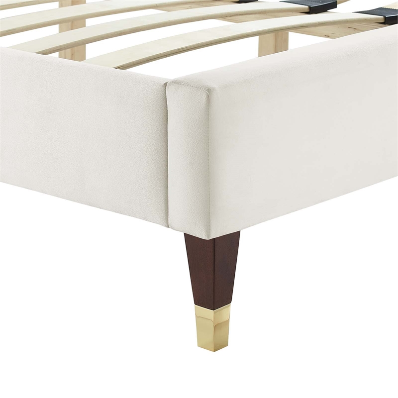 Maklaine Tufted Performance Velvet Full Platform Bed - White