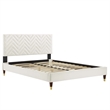 Maklaine Tufted Performance Velvet Queen Platform Bed - White