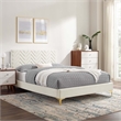 Maklaine Tufted Performance Velvet Full Platform Bed in White