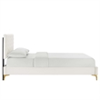 Maklaine Tufted Performance Velvet Full Platform Bed in White