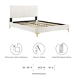 Maklaine Tufted Performance Velvet Full Platform Bed in White
