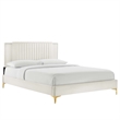 Maklaine Channel Tufted Performance Velvet Full Platform Bed in White