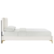 Maklaine Channel Tufted Performance Velvet Full Platform Bed in White