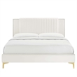 Maklaine Channel Tufted Performance Velvet Full Platform Bed in White