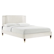 Maklaine Channel Tufted Performance Velvet Queen Platform Bed - White