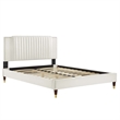 Maklaine Channel Tufted Performance Velvet Queen Platform Bed - White