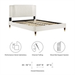 Maklaine Channel Tufted Performance Velvet Queen Platform Bed - White