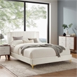 Maklaine Channel Tufted Performance Velvet Queen Platform Bed in White