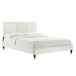 Maklaine Channel Tufted Performance Velvet Queen Platform Bed - White