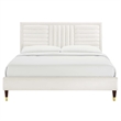 Maklaine Channel Tufted Performance Velvet Queen Platform Bed - White