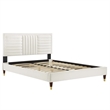 Maklaine Channel Tufted Performance Velvet Queen Platform Bed - White