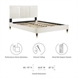 Maklaine Channel Tufted Performance Velvet Queen Platform Bed - White