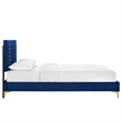 Maklaine Channel Tufted Performance Velvet Full Platform Bed in Navy