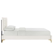 Maklaine Channel Tufted Performance Velvet Full Platform Bed in White