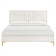 Maklaine Channel Tufted Performance Velvet Full Platform Bed in White