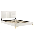 Maklaine Channel Tufted Performance Velvet Full Platform Bed in White