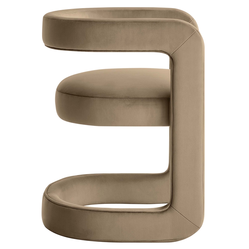 Maklaine Contemporary Performance Velvet Dining Chair in Taupe