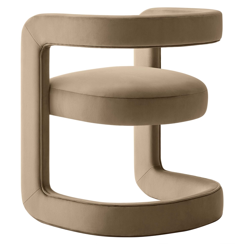 Maklaine Contemporary Performance Velvet Dining Chair in Taupe