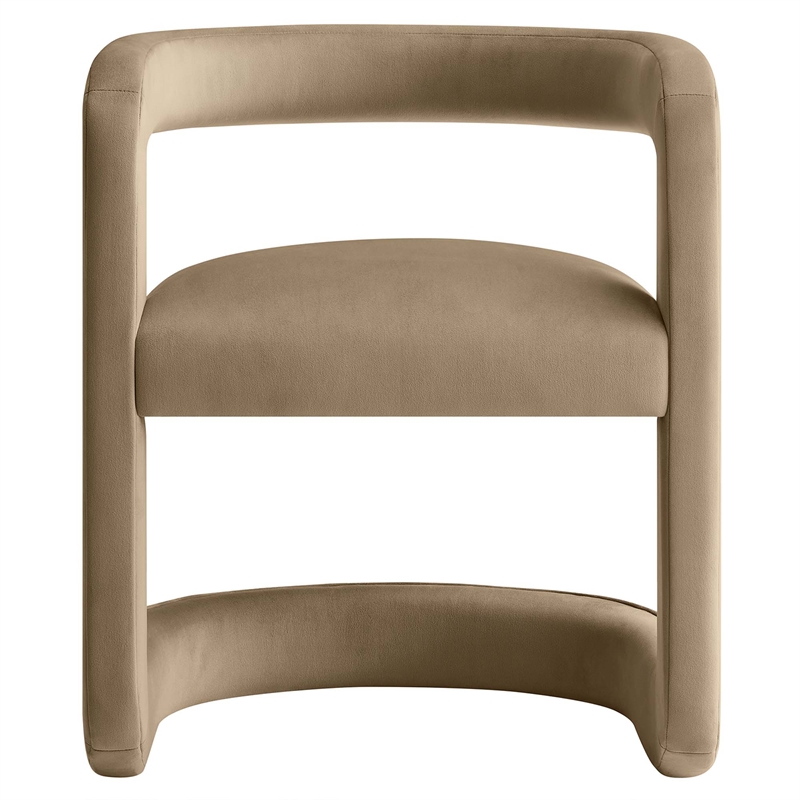 Maklaine Contemporary Performance Velvet Dining Chair in Taupe