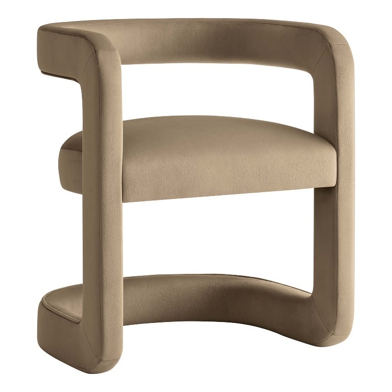 Maklaine Contemporary Performance Velvet Dining Chair in Taupe