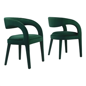 Maklaine 20&quot Upholstered Fabric Dining Chair in Green (Set of 2)