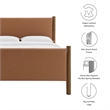 Maklaine Contemporary Upholstered Platform Bed in Tan Walnut